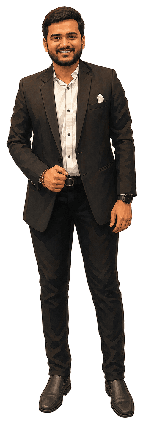 Cartoon portrait of the builder behind Deltabits