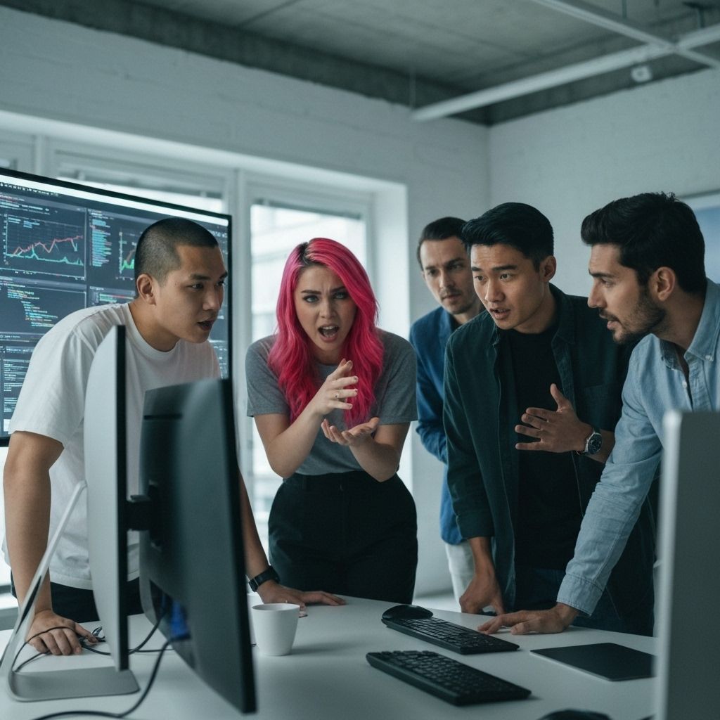 Modern technology team collaborating on digital solutions and software development - DeltaBits agile development team